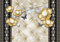 wandmotiv24 Fototapete Goldenen Blumen Silber Schmetterlinge, XL 350 x 245 cm - 7 Teile, Wanddeko, Wandbild, Wandtapete, Abstrakt Blüten M6129