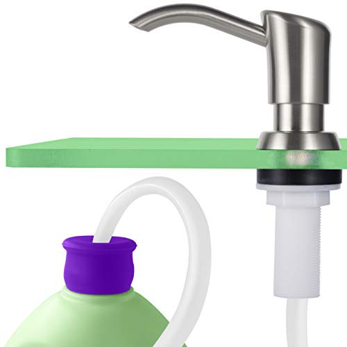 GAGALIFE Built in Counter Soap Dispenser (Brushed Nickel) for Kitchen Sink and Extension Tube Kit, Anti-Leakage Upgrade with 40 Tube No More Top Refill