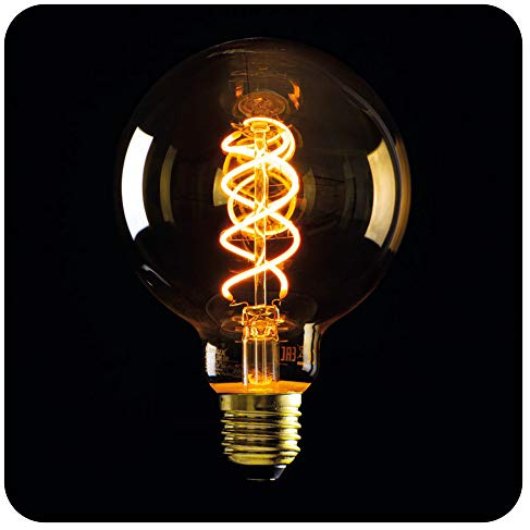 SSC-LUXon Vintage E27 Filament Birne mit extra warmweißem Licht 1800 Kelvin & markanten Glühfäden - LED Globe Glühbirne 4W 230 Volt