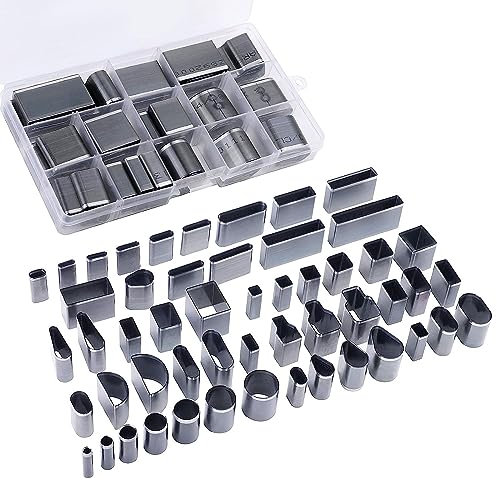 52 Formen Stil Leder Locher Werkzeug für Gürtel, mehrere Formen Hohlstanzer Werkzeug, Leder Stanzwerkzeug Set Locher Cutter für handgemachte DIY Handwerk
