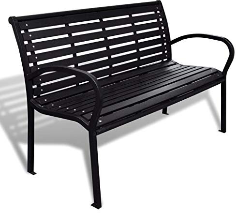 Gartenbank 3-Sitzer 125cm WPC Stahl Sitzbank Gartenmöbel Parkbank Bank