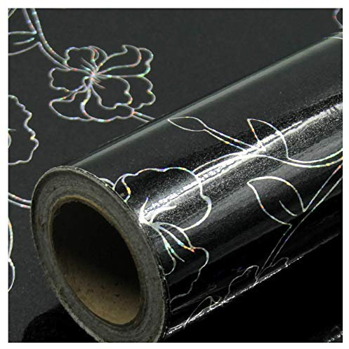 bandezid Vinilo Pegatina Muebles de Cocina Rollo Autoadhesivo Impermeable Cocina Vinilo Protector para Armario de Cocina Papel Decorativo-Láser Negro 60cm*15m