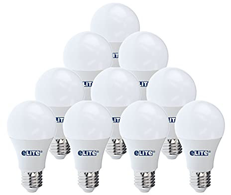 eLITe LED Lampe E27, 9W, 865, 6500K, Tageslichtweiß, 810lm, 240°, ersetzt 60W, 10 Stück
