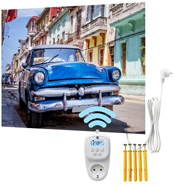 Bringer Radiateur infrarouge sans cadre - Chauffage d'image de qualité supérieure - 80 x 60 x 1,8 cm - Havanna, Cuba