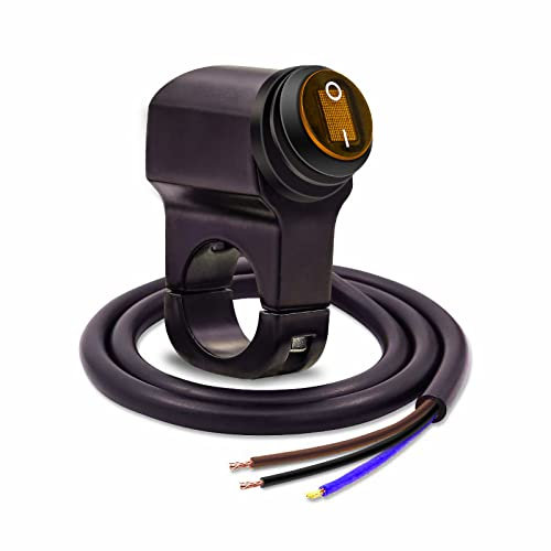 YnGia Interruttore manubrio moto impermeabile, universale 22mm manubrio moto faro fendinebbia interruttore pulsante interruttore 12V 7/8 pollici (Giallo)