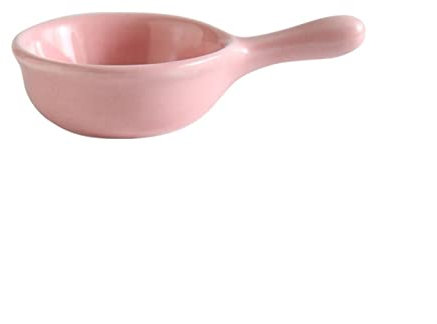 Dip Schälchen Keramische Gewürzplatte Geschirrsauce Snack-Gerichte Soja-Sauce-Essig-Teller mit Griff praktischer Küche Geschirr (Color : Pink)