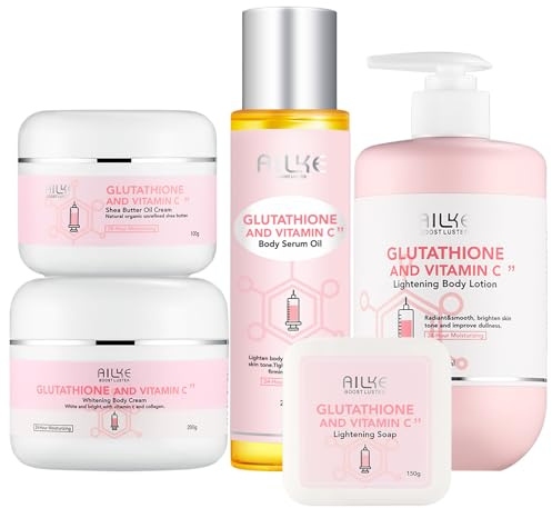 Bleichendes Hautpflegeset mit Körperlotion, Sheabuttercreme, Aufhellungsseife, Bleichcreme, Massageöl, ebenmäßiger Teint, Fleckenentferner