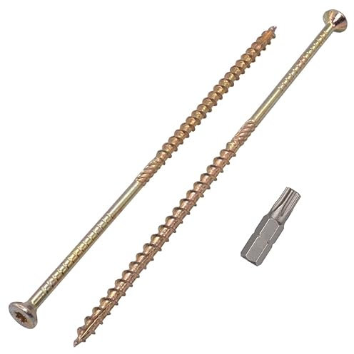 SKIR'CO Lot de 15 vis à bois universelles en acier zingué Tête fraisée Torx Type 17 Vis à panneaux d'aggloméré 6,0 x 200 mm Jaune