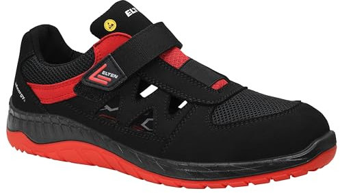 ELTEN Sicherheitsschuhe Lonny red Easy ESD S1PS, Damen und Herren, Textil, Stahlkappe, leicht, sportlich 39, Schwarz-Rot