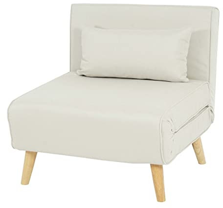 Schlafsessel HWC-D35, Schlafsofa Funktionssessel Klappsessel Relaxsessel Jugendsessel Sessel, Stoff/Textil - Creme-beige