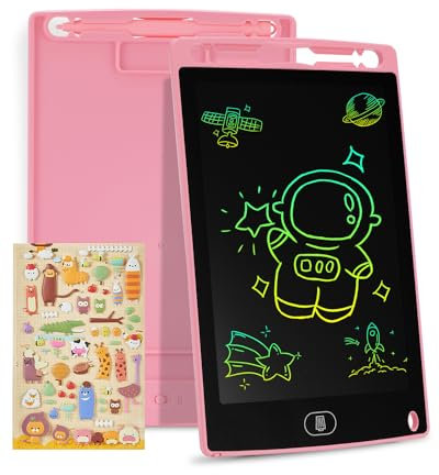 LCD Schreibtafel 12 Zoll, Genialba Buntes LCD Schreibtablett, Kindergeschenk, LCD Writing Tablet Elektronischer Tablette, Grafiktablett für Kinderspiele 2 3 4 5 6 7 Jahre alte Mädchen (Rosa)