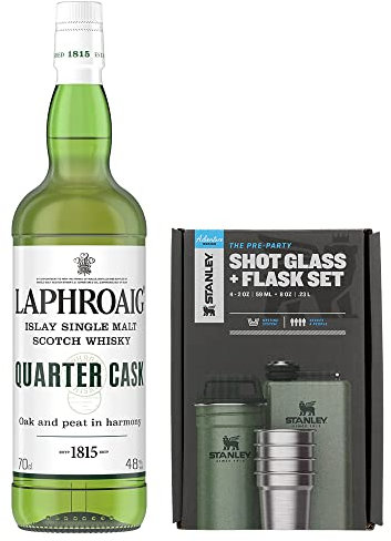 Stanley Hammertone Green Shot Glass (59ml) + Flachmann (236ml) | BPA-frei + Laphroaig Quarter Cask | Islay Single Malt Scotch Whisky | 48 Prozent Vol | 700ml | Bundle