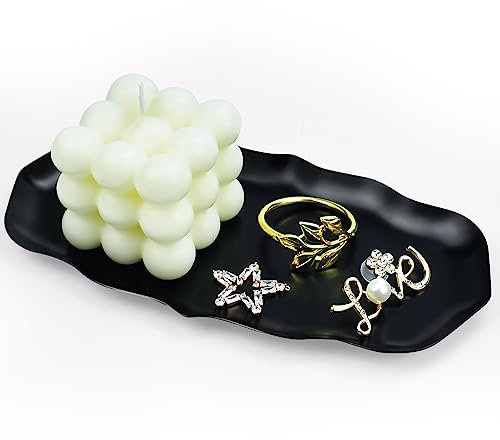 SCHYIDA Bandeja Decorativa para Baño Bandeja para Llaves Recibidor con 6 Almohadillas de Silicona Antideslizantes Bandeja de Almacenamiento de Acero Inoxidable Bandeja Decorativa para Cosméticos