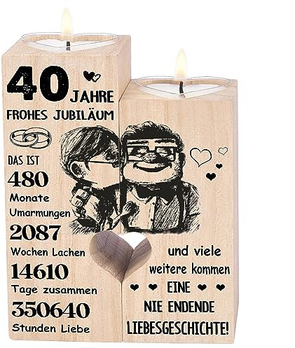 Rubinhochzeit Geschenke, 40 Hochzeitstag Geschenke, Kerzenständer - Rubinhochzeit, Geschenk zum 40 Hochzeitstag