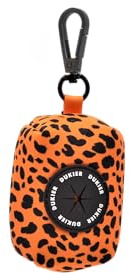 DUKIER - Kotbeutelspender für Hundekotbeutel, Taschenhalter aus Stoff, Tierzubehör, mit Karabiner, Cheetah Gold Design