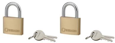 THIRARD - Lot de 2 cadenas Type1+, 35mm, anse acier, 2 clés/cadenas, s'entrouvrant avec la même clé