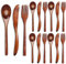 Yuemsh 15 Pcs Wooden Spoon, Fork, Knife Cutlery Set - Dinner Utensil Set, Kitchen Flatware Tableware