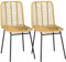 HOMCOM Pack de 2 Sillas de Comedor de Ratán Sintético Sillas de Cocina de Mimbre con Patas de Acero para Salón Dormitorio Carga 120 kg 44x58x85 cm Natural