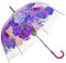 Chesoon Auto Aperto Pioggia Ombrello Fiore Chiaro Bolla per Ragazze Donne Elegante Signore Bastone Ombrello con Baldacchino A Cupola Trasparente,Viola