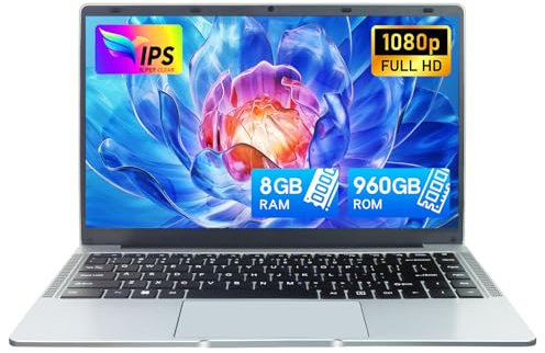Zyphionix 14 Zoll Ultrabook Laptop, 8GB RAM 960G SSD Windows 11 pro,1920 x 1080 Pixel,Celeron N4120 (bis zu 2,6 GHz), Dual-WLAN, 2xUSB 3.0,Quad-Core-Computer