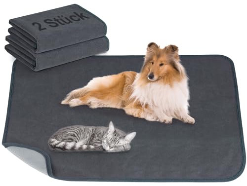 Welpen Unterlagen 2 Stück 60 x 90 cm Inkontinenzunterlage Waschbar PIPI Pads für Meerschweinchen Hunde Wiederverwendbare Hundetoilette Hundeteppich Schnell Absorbierend Auslaufsicher rutschfest
