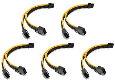 PRIZOM 5 x 18 AWG 8 Pin auf doppelt 8 Pin (6 + 2) GPU-Leistungskabel für K80 M40 M60 P40 P100, 20 cm