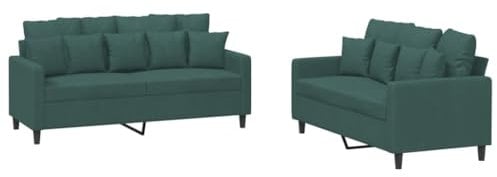 vidaXL Set di Divani 2 pz con Cuscini Verde scuro in Velluto