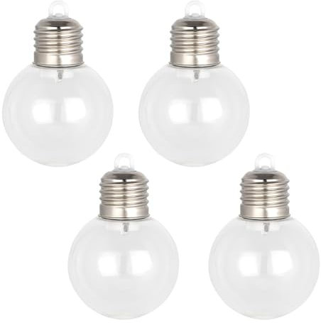 Ideen mit Herz LED-Kugeln | Glühbirne | Dekoration | warmweiß | indirekte Beleuchtung | Fenster-Deko | Lichterkette | 4 Stück | Ø 6 cm (Transparent)