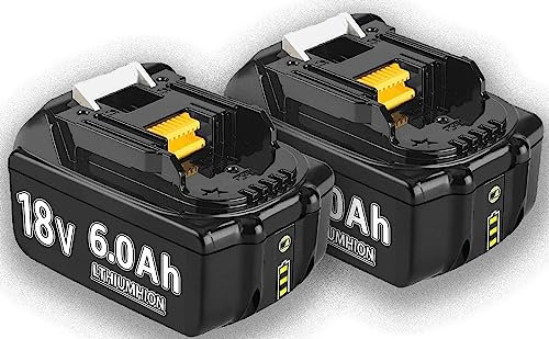 2X 18V 6.0Ah/6000mAh Ersatzakku für Makita BL1860B BL1850B BL1840 BL1830 BL1835 BL1860B BL1845 BL1850 194205-3 LXT-400 with LED Werkzeugakku