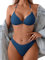 GORGLITTER Bikini Damen Set Mit Ketten Neckholder Bikini Set Triangel Bikini Sexy Zweiteiliger Badeanzug Mit Perlen Bademode Königsblau M