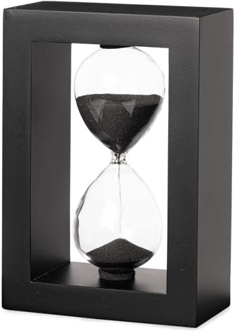 Clessidra decorativa rettangolare nera con cornice in legno, 5 minuti, elegante decorazione per casa e ufficio, strumento di gestione della produttività e del tempo (nero)