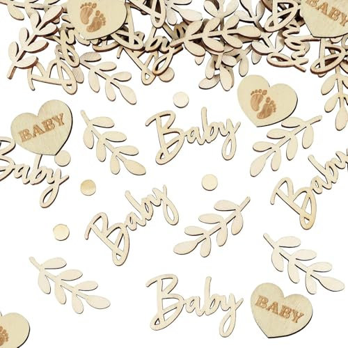 70 Pcs Baby Shower Confetti,Wooden Baby Confetti for Boys Girls Unisex,Baby Shower Table Decorations Neutral,Table Confetti for Baby Shower Birthday Party Decoration,Pregnancy Announcement