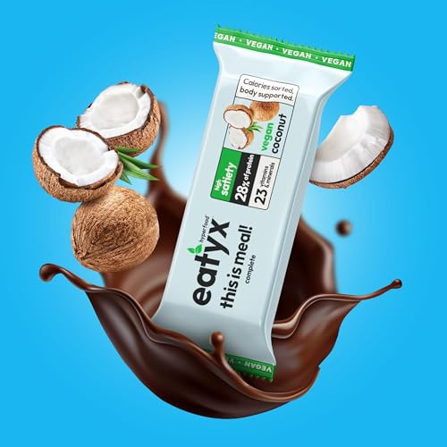 eatyx Kokosnuss Riegel | Vollständige Mahlzeit in Riegelform | 8 x 60g | Enthält 13 Vitamine und Mineralstoffe | Kein Zuckerzusatz, Keine Konservierungs- oder Farbstoffe | Vegan und laktosefrei