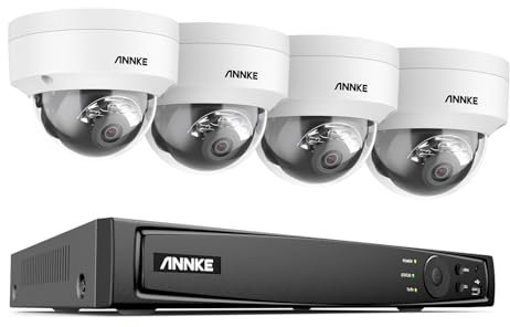 ANNKE 4K Überwachungskamera Aussen Set, 4X 8MP PoE IP Kamera Überwachung mit Personenerkennung und Fahrzeugerkennung, 8CH PoE NVR für 24/7 Videoüberwachung, 100 Fuß Nachtsicht (HDD Nicht enthalten)