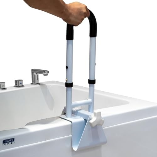 Asa Bañera para Mayores Regulable, Asa Bañera para Mayores Acolchada, Asa Bañera Adultos y Niños, Asa Bañera para Mayores, Riel de Seguridad para Bañera, Ancho Ajustable, Sin Necesidad de Taladrar