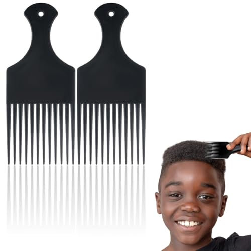 WeddHuis 2 Pièces Peigne Afro Outil de Coiffure pour Hommes et Femmes (Grand avec Poignée)