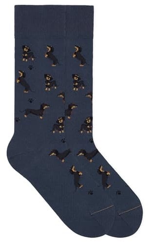 von Jungfeld - 1er Set Motiv Socken mit Dachshund Denim Icon - Bunte Socken in Gr. 39-42