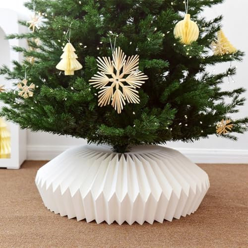 SPORTARC Gonna per albero di Natale, 60 cm, colore bianco, origami, diametro 60 cm, elegante base natalizia