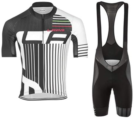 VeloZenith Herren Radtrikot Set Kurzarm mit Sitzpolster für MTB Rennrad Fahrrad Jersey + Bib Shorts Radsportanzug M - 4XL (Grau-Weiß, M)