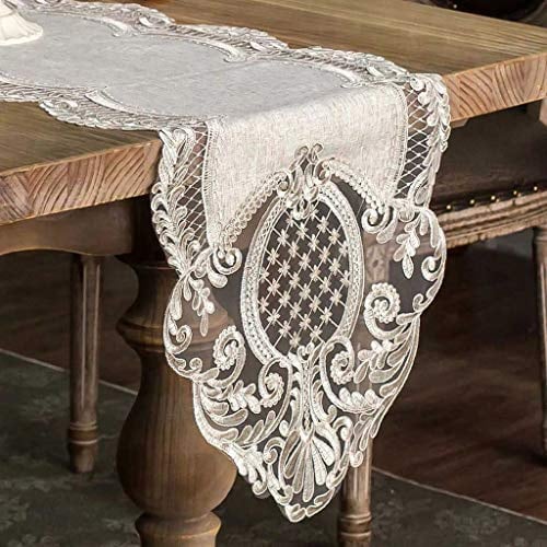 Embroidery Lace Linen Cotton Table Runner Wedding Banquet Decoration Cloth TV Stand Cabinet Cover X Large Size
