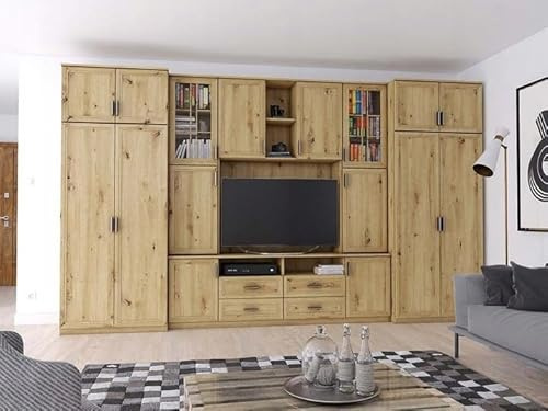e-Meblast Wohnwand Sawa 390cm Modern Schrankwand Wohnzimmer Kleiderstange | Nische, Unterschränke, Modern Schrankwand, Wohnzimmer, Kleiderstange