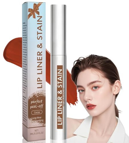 Peel Off Lip Liner Stain,Lip Li/ner Peel Off Tat/too Lip Lin/er with Matte Finish,Non-Stick Cup Peel Off Lipstick,Lip Stain Long Lasting,Lip Line/r Stain Peel Off,Lip Tint,Waterproof Lip Liner(Cocoa)