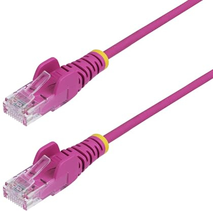 StarTech 2m Cat6 Slim Ethernet Cable, LSZH, Pink (N6PAT200CMPKS) | 28AWG copper, LSZH, Gold-plated RJ45, Patch Cable, Ethernet Cord, Snagless, Pure Bare, 250MHz bandwidth, 10Gbps speeds