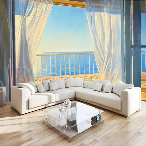 Fototapete Himmel Sonnenschein Ozean 308x220 cm, Vlies Tapeten Blau, Moderne Wandtapete Wohnzimmer Schlafzimmer Effekt Wand Dekoration