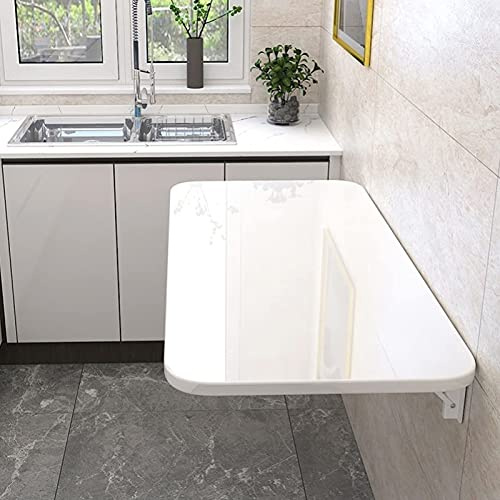 Wandklapptisch, weiß, an der Wand montierte Klappwerkbank für Heimbüro, Waschküche, Garage, Kellerbar, Arbeitszimmer oder Küche, zusammenklappbarer Klapptisch, 60 cm, 80 cm, 90 cm, 100 (120 x 40 cm).