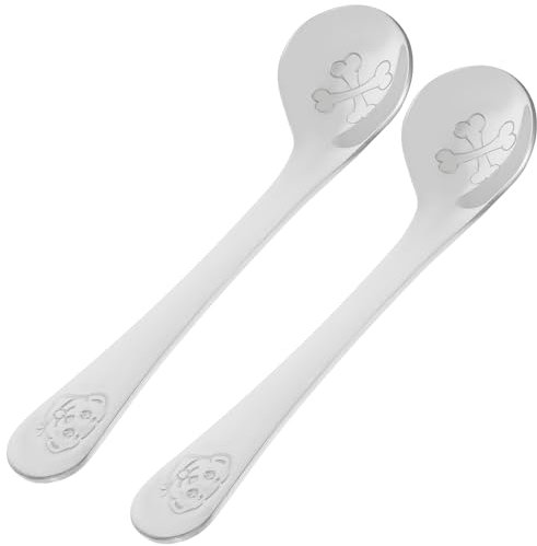 Abaodam 2Stücke Babylöffel Abgewinkelt für Selbsternährung Füttertraining Utensilien für Kleinkinder Ergonomisches Design für Sicheres und Handhabung