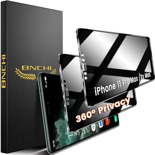 BNCHI 2 Stück 360° Privacy Schutzfolie für iPhone 11 Pro Max/Xs Max für Panzerglas Sichtschutz, 4 Way Blickschutz Panzer Folie Glas, 9H Full Screen Displayschutz Folie, Anti Fingerabdruck,Bläschenfrei