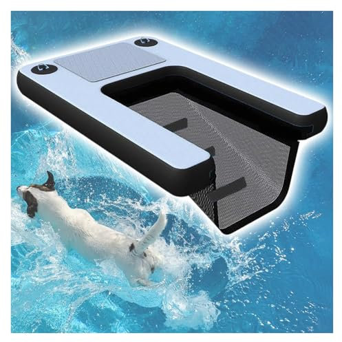 rampe piscine chien Rampe D'eau Gonflable Flottante Pour Chiens De 152 Cm, Surface Résistante Aux Perforations, Échelle D'embarquement Portable Pour Chiens De Grande, Moyenne Et Petite Taille.(Black)