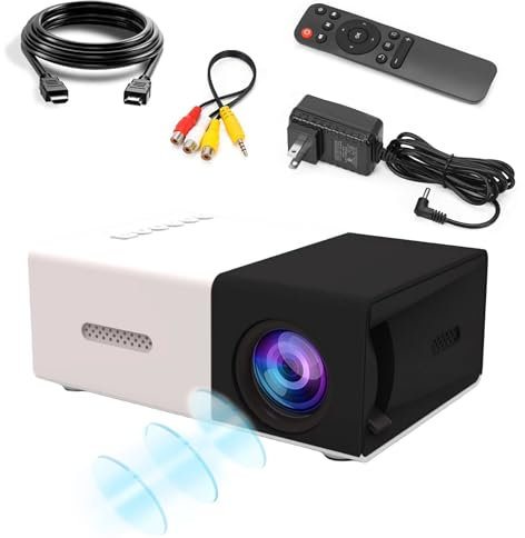 Mini projecteur YG300,projecteur cinéma Portable Full HD 1080P à Faible Bruit pour Home cinéma,projecteur vidéo Compatible avec téléphone/Ordinateur Portable/clé US,Usage intérieur/extérieur (Noir)