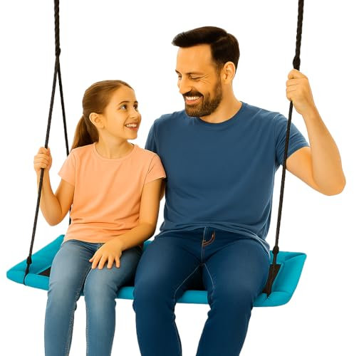 Nestschaukel 150x80 cm rechteckig Outdoor Schaukel für Kinder und Erwachsene XXL wetterfest für Garten (Türkis)